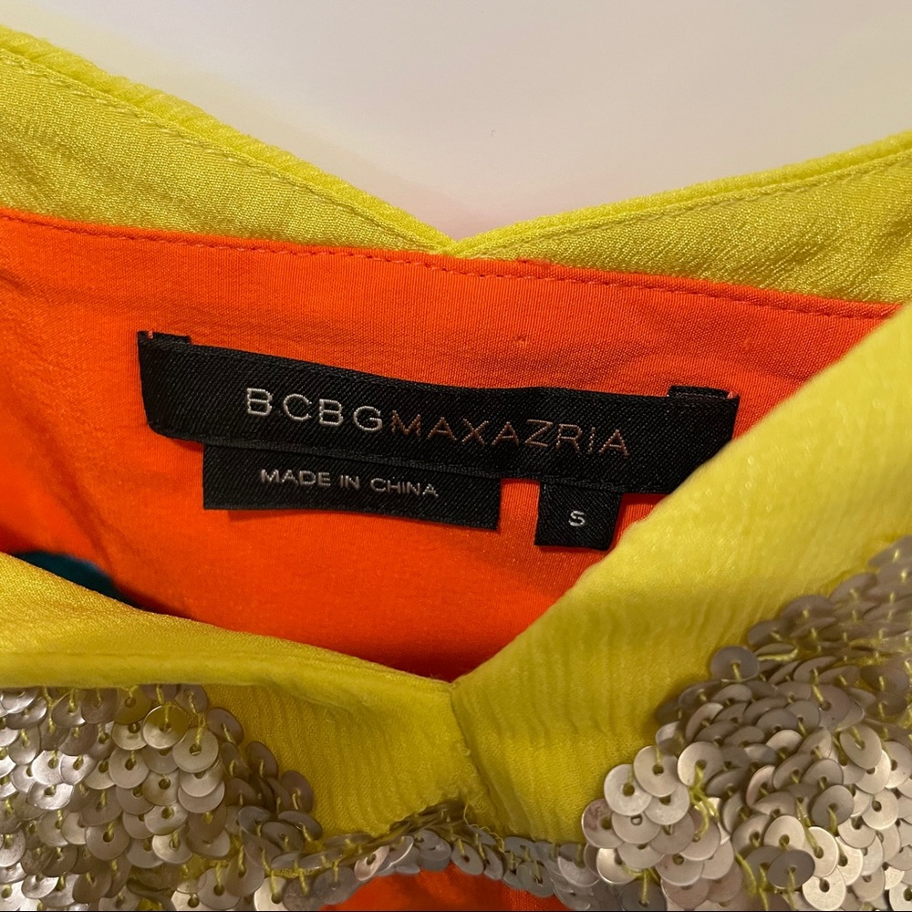 Bcbg Metallic Sequin Bright Color Block Top - image 5